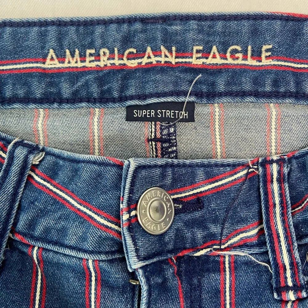 American Eagle Outfitters‎ Blue and Red Striped Mini Skirt Size 8.